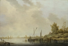 londongallery/aelbert cuyp - a river scene with distant windmills